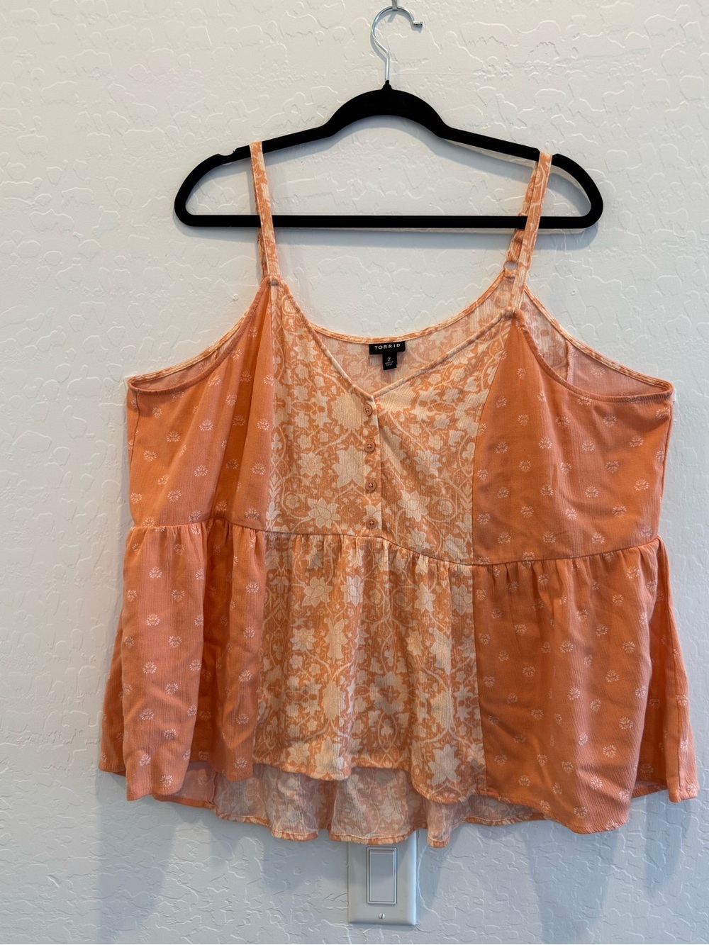 Torrid Peach Floral Tiered Tank Top – Size 2X